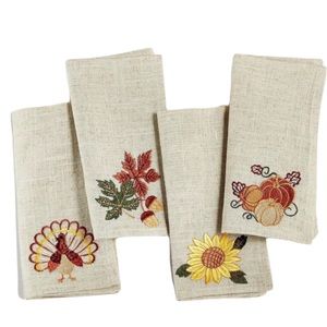 Homewear Harvest Charms Fall Leaves 4 Piece Napkin Set of 4